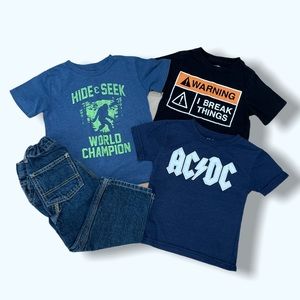 *BUNDLE Toddler Boy Jeans, T-Shirts & Rash guards